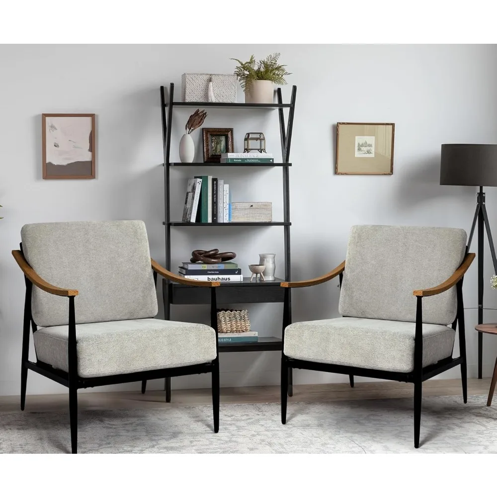

Pair of Modern Accent Chairs for Living and Bedroom Spaces, Mid-Century Style Upholstered Seating for Comfortable Waiting Areas