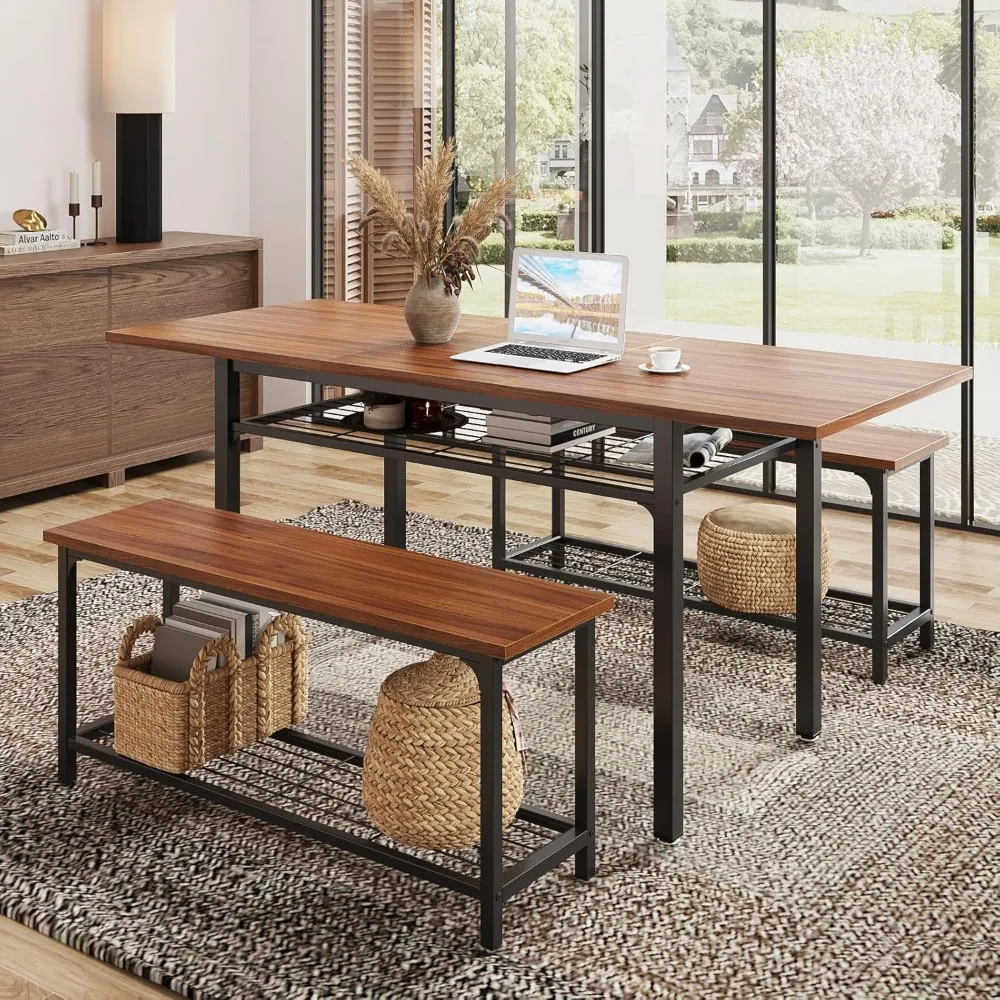 Conjunto de mesa de jantar 3 peças, 6-8 pessoas, estilo boêmio, para 6-8 pessoas