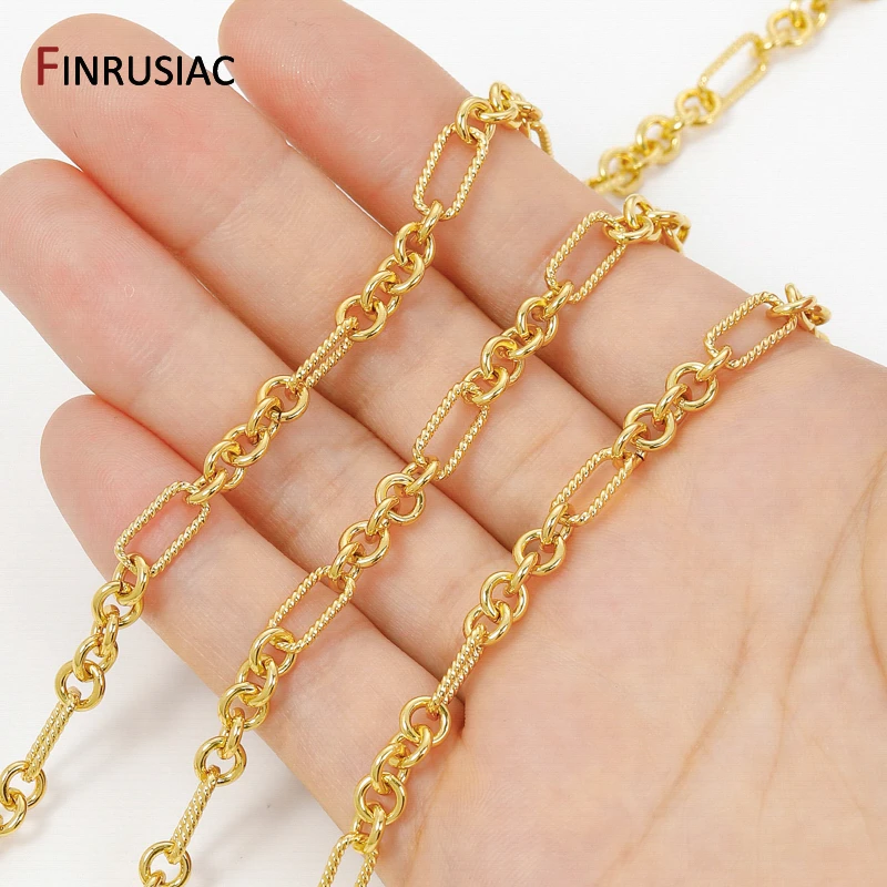 

18K Gold Plated Brass Twisted Oval Link Chain,Chunky Hip Hop Punk Link Chain for Jewelry Making Supplies,DIY Jewelry Materials