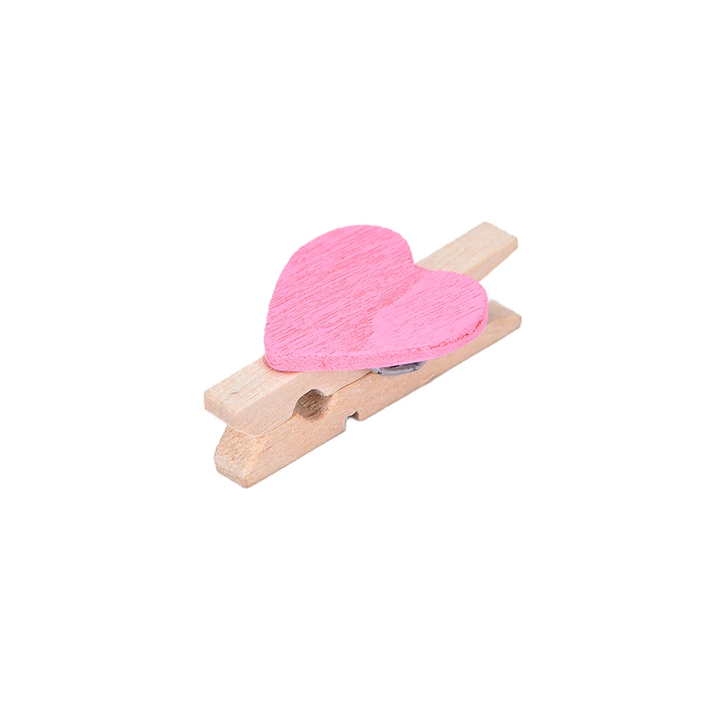 20 Pcs Heart Wooden Pegs Clothes Socks Clips Mini Pins Clothespin Wooden Photo Paper Clamp Craft Arts Clips Wedding Home Decor