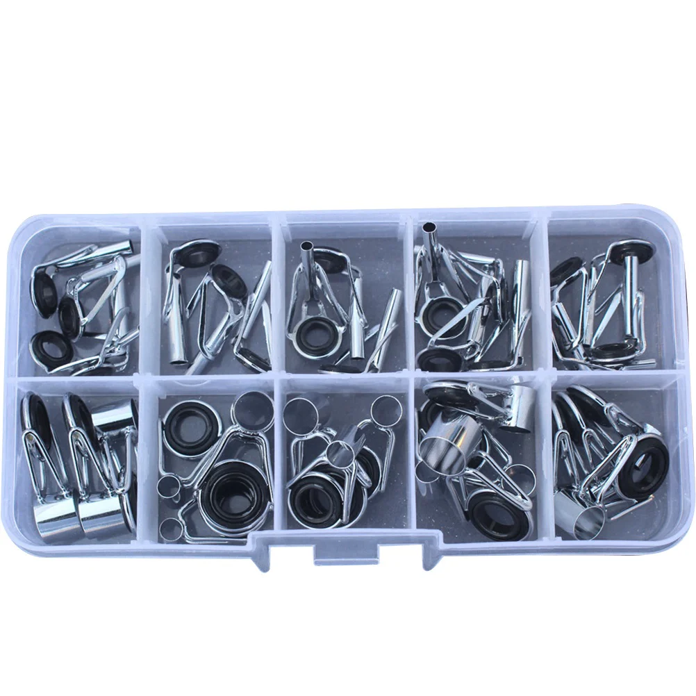 36 Pcs Fishing Rod Tips Repair Kit Fishing Rod Guides Stainless Steel Freshwater Saltwater Rod Guides