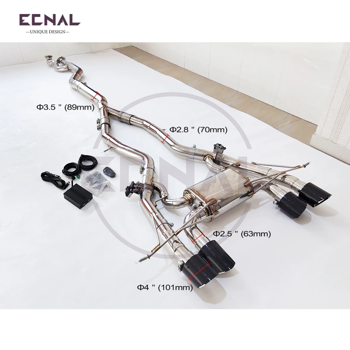 

Ecnal Exhaust Valved Catback with S Mid Pipe 89mm/3.5inches Car Sport Exhaust Pipe System for BMW G80 M3 G82 M4 S58 3.0T