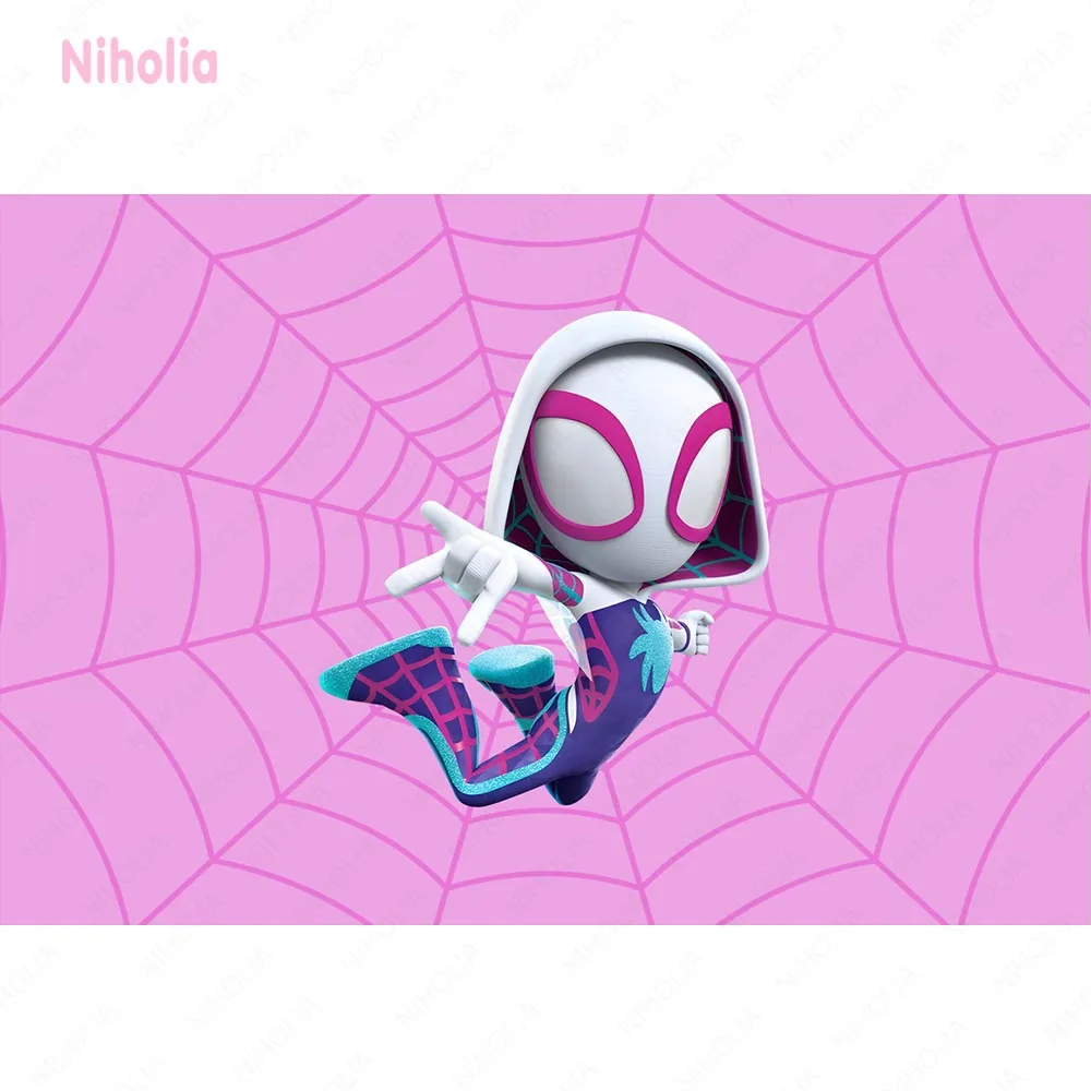 Niesamowity Spider-Man Gwen Stacy okrągłe tło dziewczyna tło urodzinowe biały duch-pająk przyjaciele pokrywa cylindra sztandar