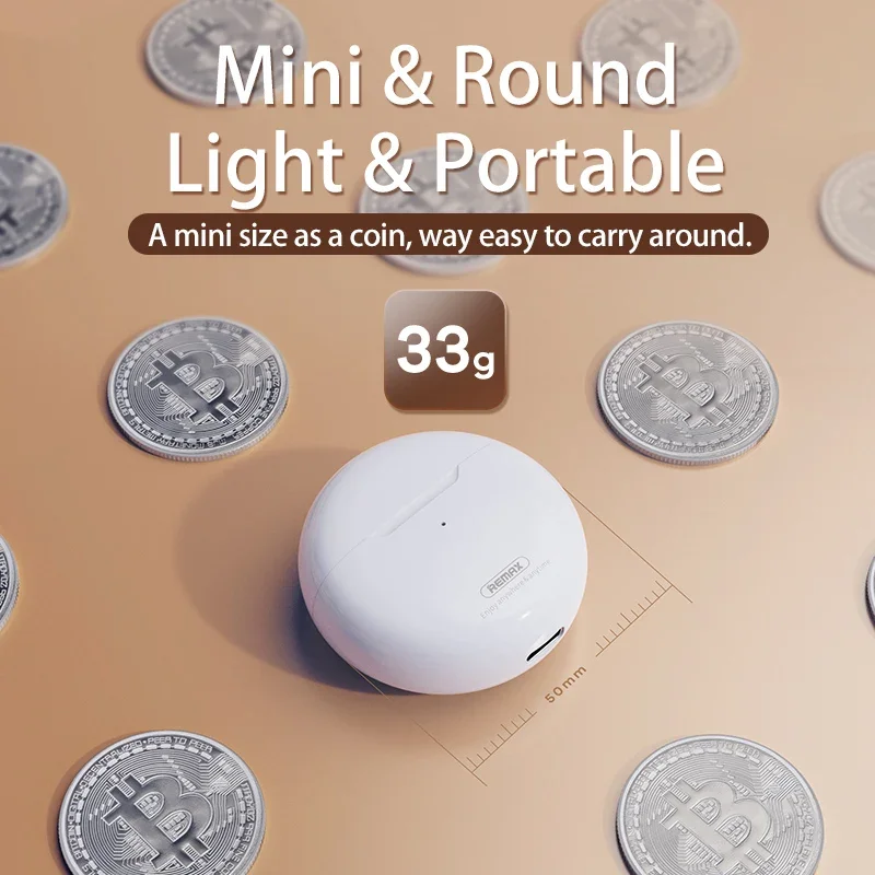 Remax Original หูฟังสเตอริโอไร้สาย, หูฟังบลูทูธ5.0หูฟังลดเสียงรบกวนสำหรับเล่นกีฬาโทรแบบสัมผัส