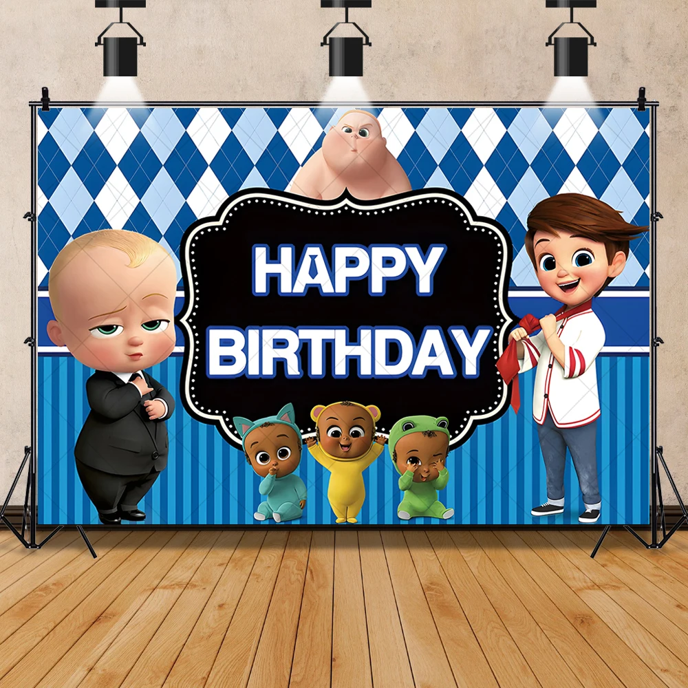 The Boss Baby Newborn 1st Birthday Backdrop Party Decor Photography Background Kids Portrait Photographic Cake Table Decor Props