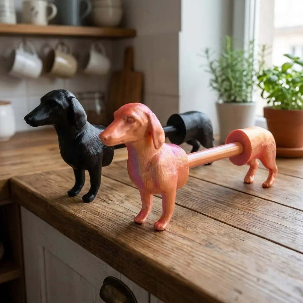 3D Printed Dachshund Paper Towel Holder Functional Vintage Animal Shape Roll Holder Freestanding Funny Cute Pet Roll Stand