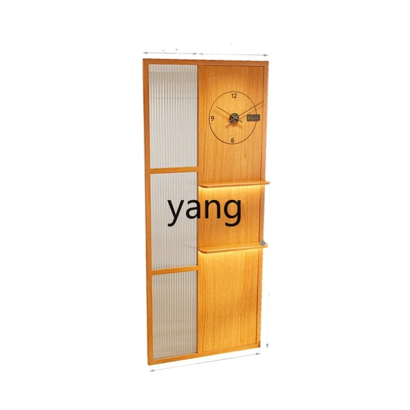 Yjq entrance partition solid wood rack integrated living room with wall clock screen Changhong glass