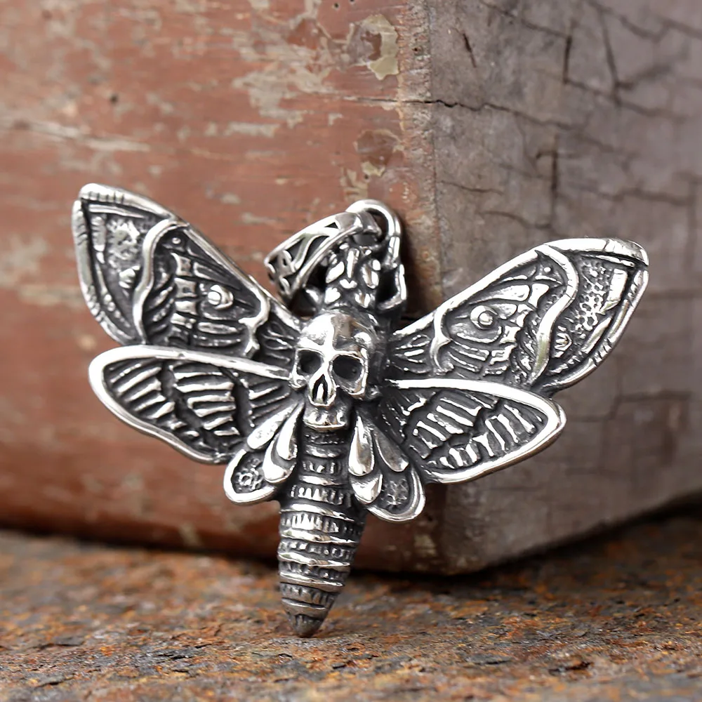 2024 Vintage New Trendy ACHERONTIA LACHESIS Pendant SKULL moth Men's Cool Ethnic Style Jewelry punk style For Men GIFT