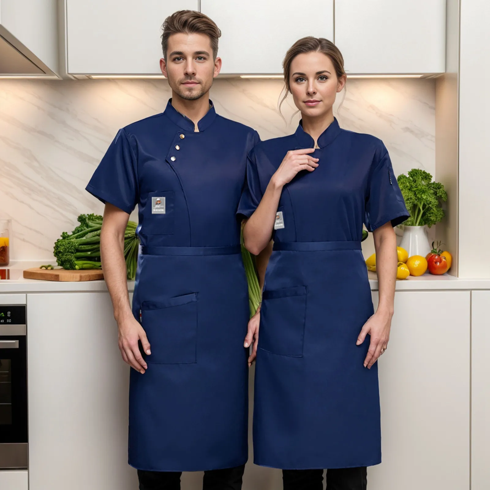 Unisex Heren En Dames Chef Jack Zomer Keuken Restaurant Ademende Knoop Kookwerk Uniformen Bakkerij Werkkleding