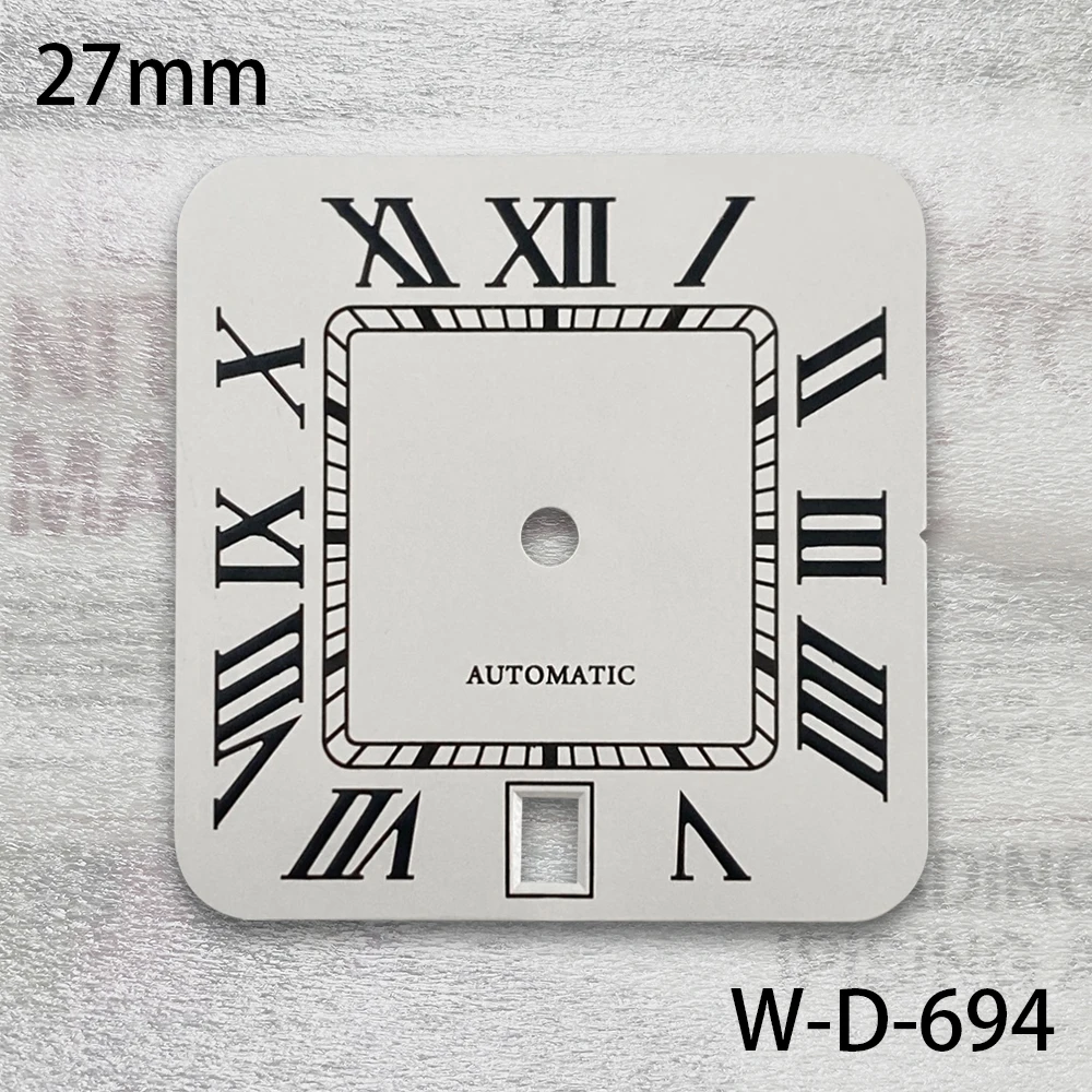 27mm Square Rome S Dial Fit NH35/NH36/4R/7S Automatic Movement 6 O'clock Calendar Window Watch Modification Accessories