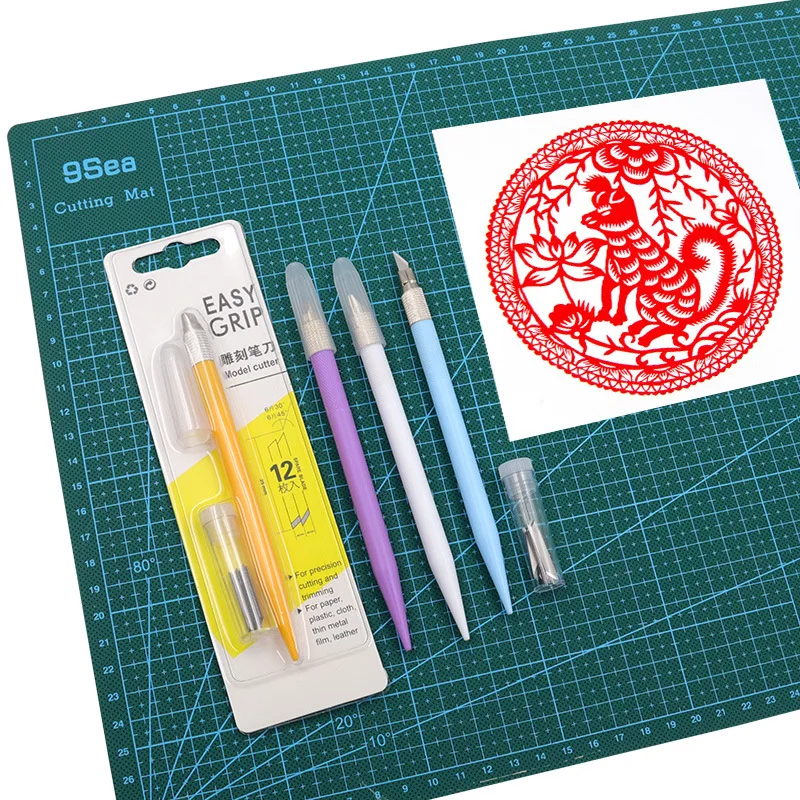 โลหะแกะสลักมีดยูทิลิตี้ 12 ใบมีด DIY นักเรียนลื่นหัตถกรรมเครื่องตัดกระดาษปากกาเครื่องเขียนโรงเรียนศิลปะตัดอุปกรณ์เครื่องมือ