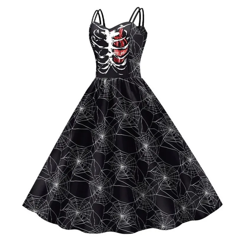 Skeleton Halloween Cosplay Costumes Dress Blood Rose Gothic Mini Dresses Girls Strapless Sexy Party Outfits Prom Dress For Women