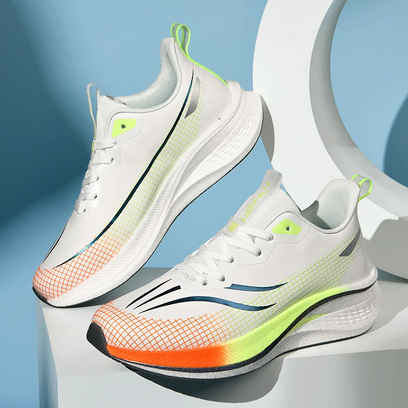 

Sports and leisure shoes, men's shoes, marathon oversized air cushioned shoes, fly woven all season rubber, wear-resistant, anti