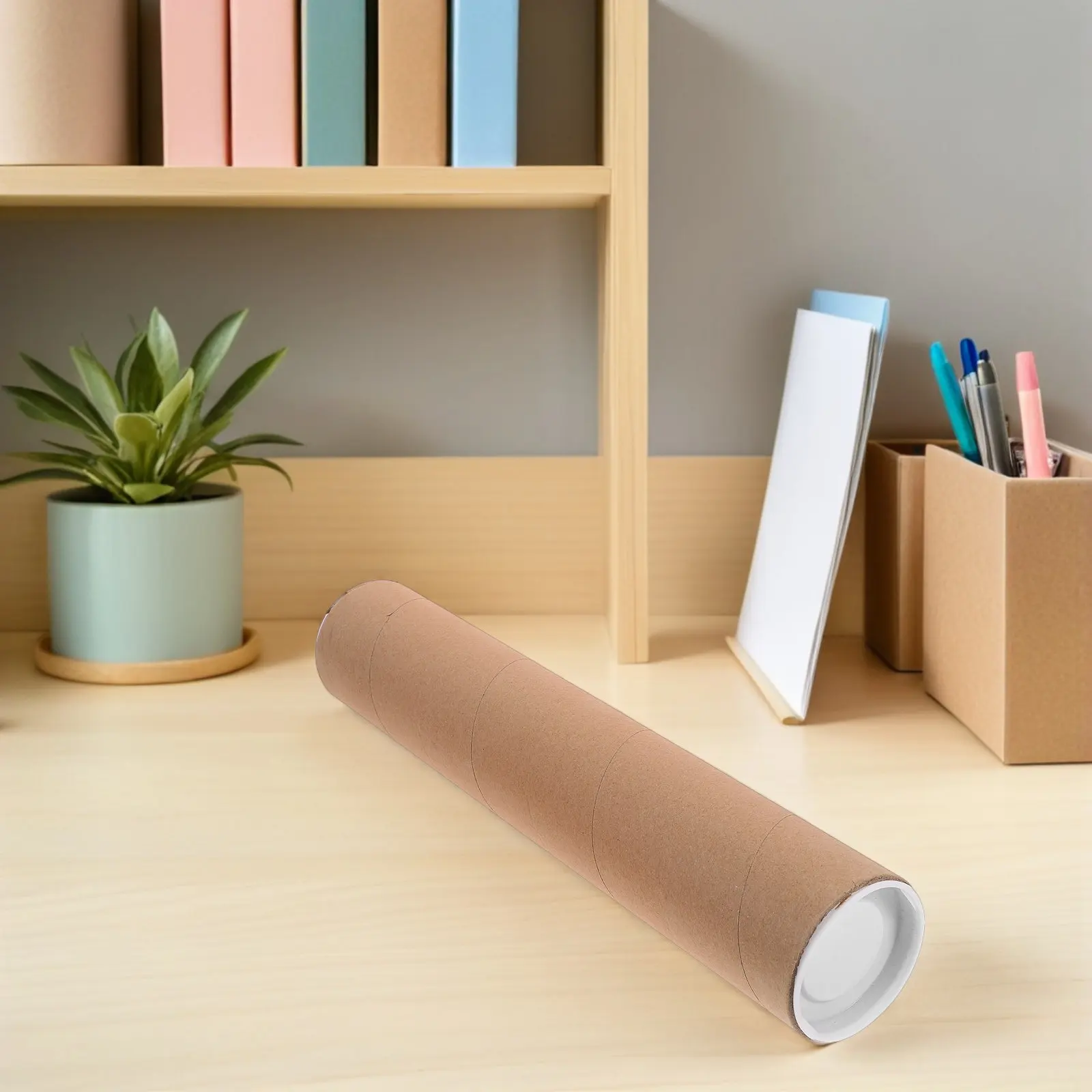 5Pcs Round Paper Tube Kraft Mailing Tube Mailers for Posters Artwork Documents Blueprints Map Storage 13.19x2.56x2.56in Reusable view 3