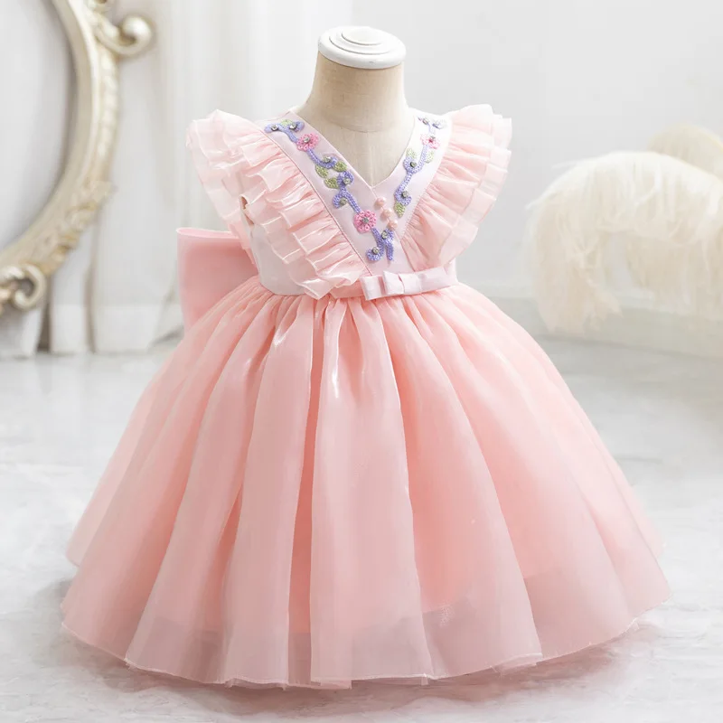 

Baby girl's first birthday dress, summer children's birthday wedding dress, princess puffy dress toddler flower girl dress