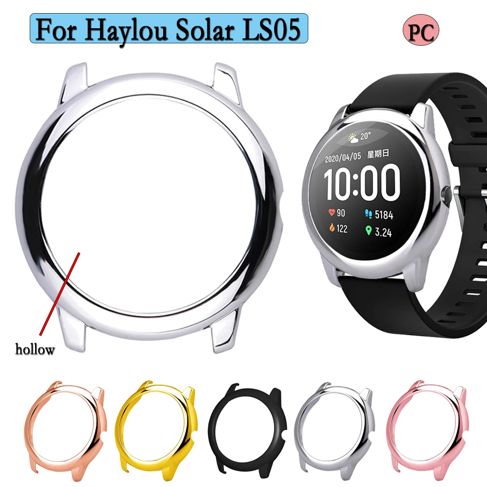 For Xiaomi Haylou Solar LS05 Electroplated Durable PC Protective Case Hollow Watch Frame Shells