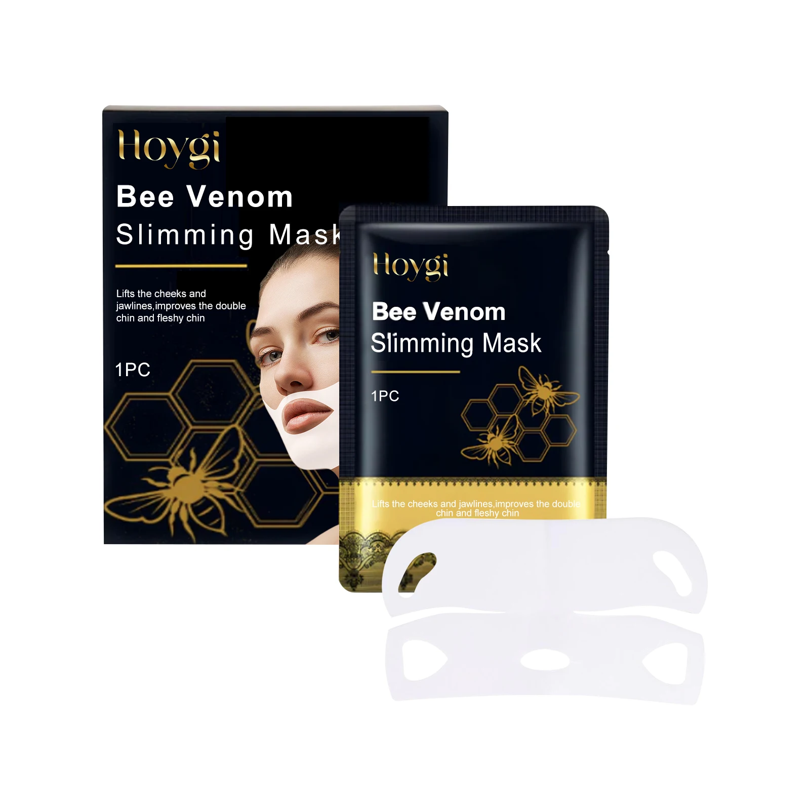 V-Shape Lifting Face Mask Compact Facial Contour Eliminate Edema Remove Double Chin Reduce Fine Lines Ear-Hanging Collagen Mask