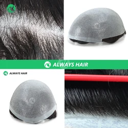 Alwayshair - Invisible 초박형 피부 남성용 토피 0.04-0.05mm 전면 V 루프 인모 시스템, 남성용 도매