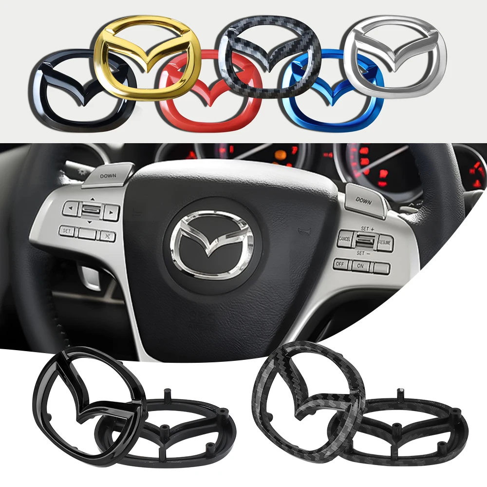 1 шт., наклейка с эмблемой на руль автомобиля, аксессуары для Mazda 3 Axela CX5 CX3 CX4 CX30 CX9 Atenza Demio RX7 RX-7 RX-8 626 323