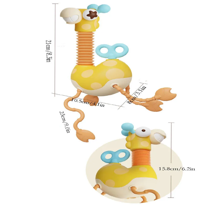 Giraffe Pull String Toy For Baby Soft Silicone Teether Fine Motor Skills Sensory Early Educational Travel Gift