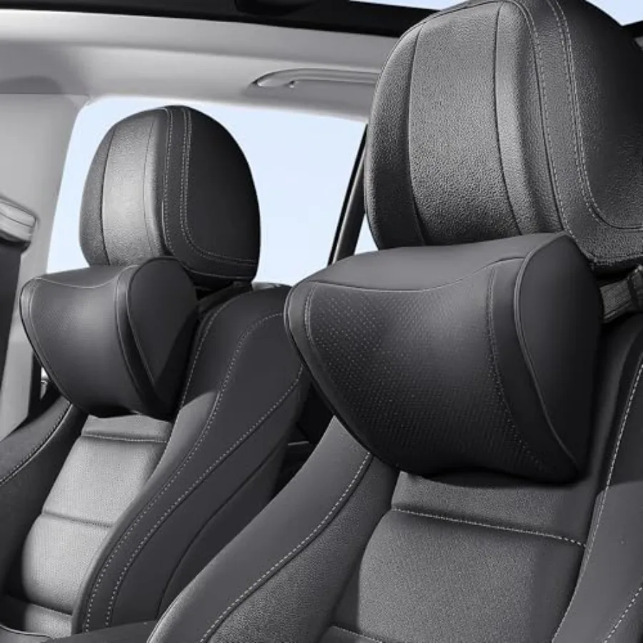 

Подушка для подголовника автомобиля из 100% пены с эффектом памяти, дышащая, со съемным кожаным чехлом, премиум-подушка для поддержки головы и шеи при вождении и путешествиях