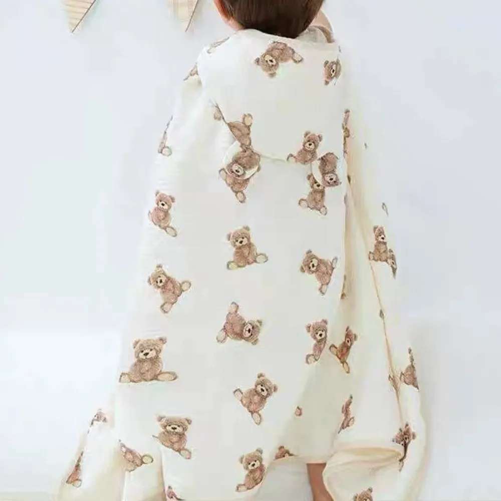 الدافئة الكرتون المطبوعة الطفل الشاش منشفة استحمام أربع طبقات لينة الكرتون عباءة منشفة مريحة ماصة مقنعين البشكير الأطفال #4