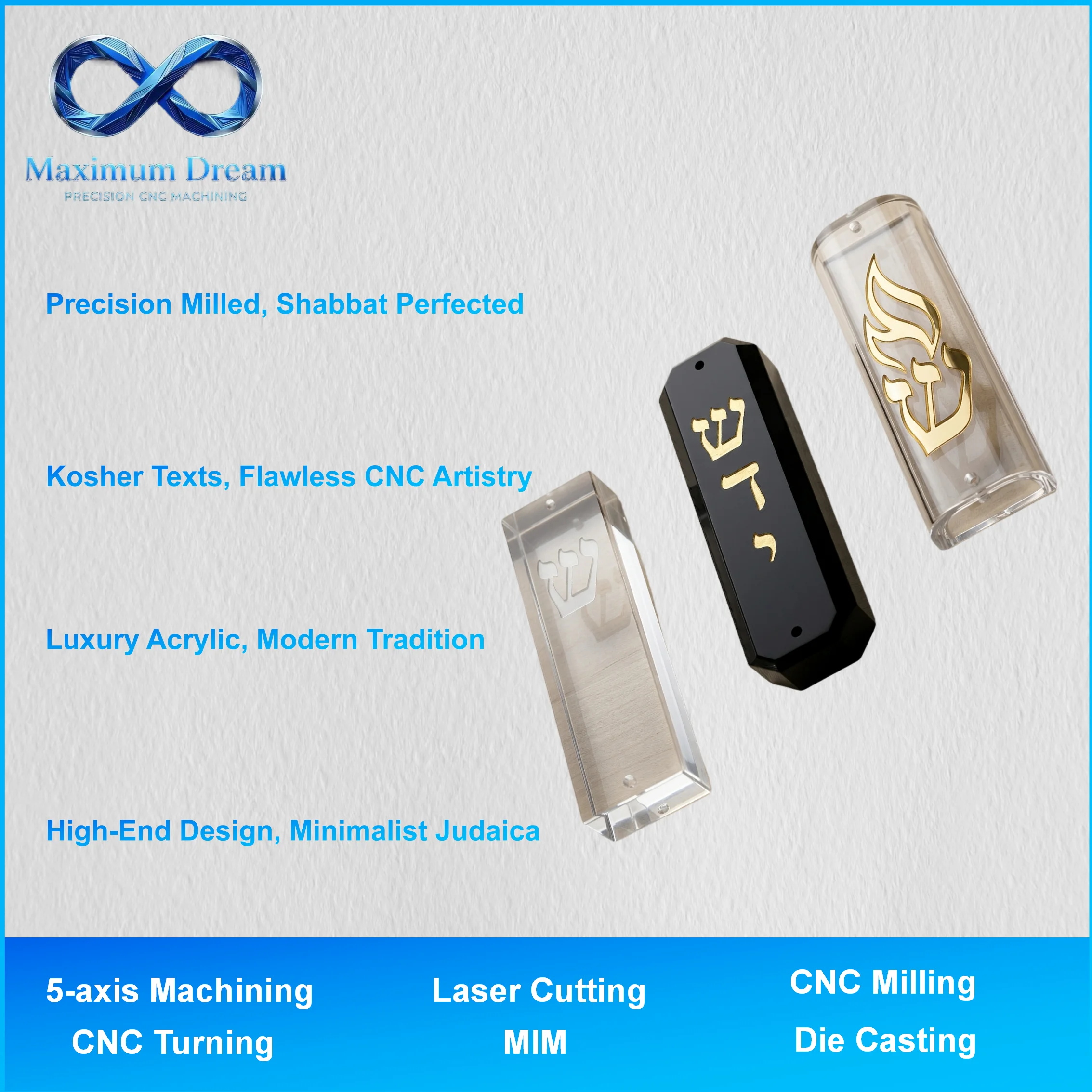 Custom CNC Machining for Acrylic Mezuzah Case - High Transparency Clear Resin per Your Design - Factory Bespoke Judaica Art