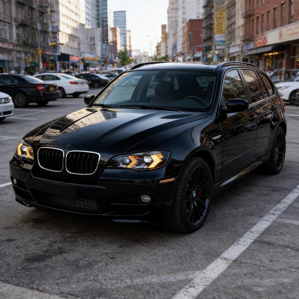 

Для BMW X6 E71 2008-2014: Фары в сборе с проекционными линзами, двухцветными светодиодными ДХО и дизайном «Стрела» (автомобильные аксессуары)