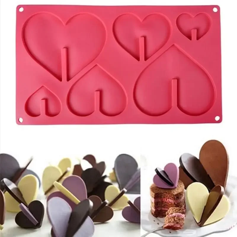 

6 Holes Mini Heart Silicone Bakeware Fondant Cake Decorating Chocolate Mold Pastry Cooking Tools