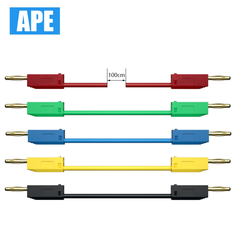 Banhado a Ouro Empilhável Mini Banana Plug Test Lead Jumper Wire Linha de Cabo de Teste Elétrico mm 10 Pcs