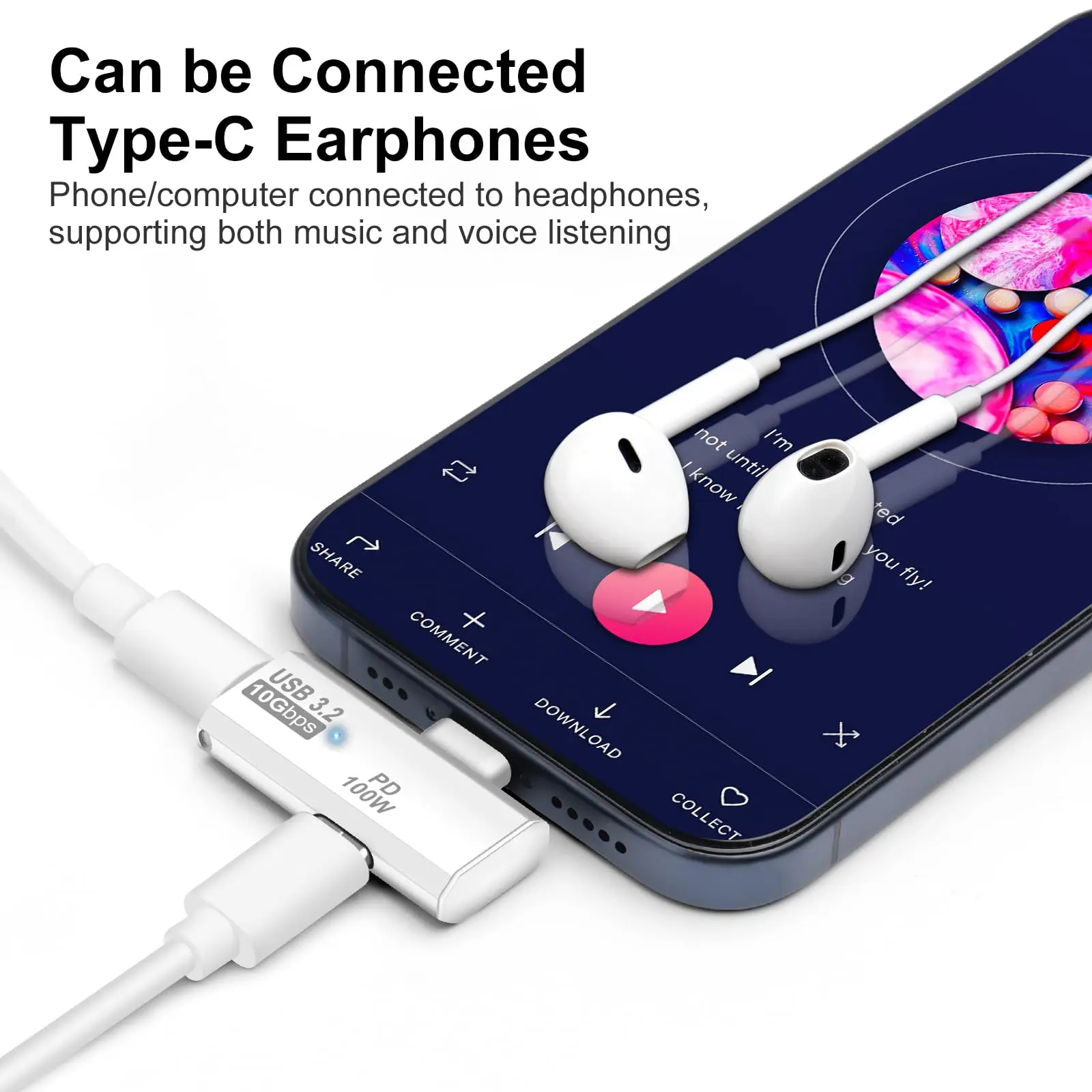 Répartiteur OTG PD 100W 2 en 1, 20V 5A, Transmission de données, convertisseur de charge de Type C, Console de jeu, adaptateur USB-C vers USB 3.2 pour ordinateur portable, 1 pièce