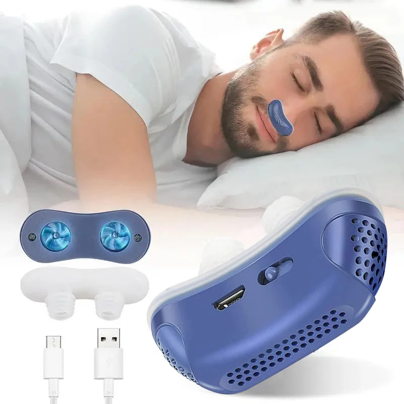 

Anti Snoring Devices Upgraded Adjustable Wind Speed Electric Snoring Solution Snore Reducing Anti Snore Stopper Blue2028