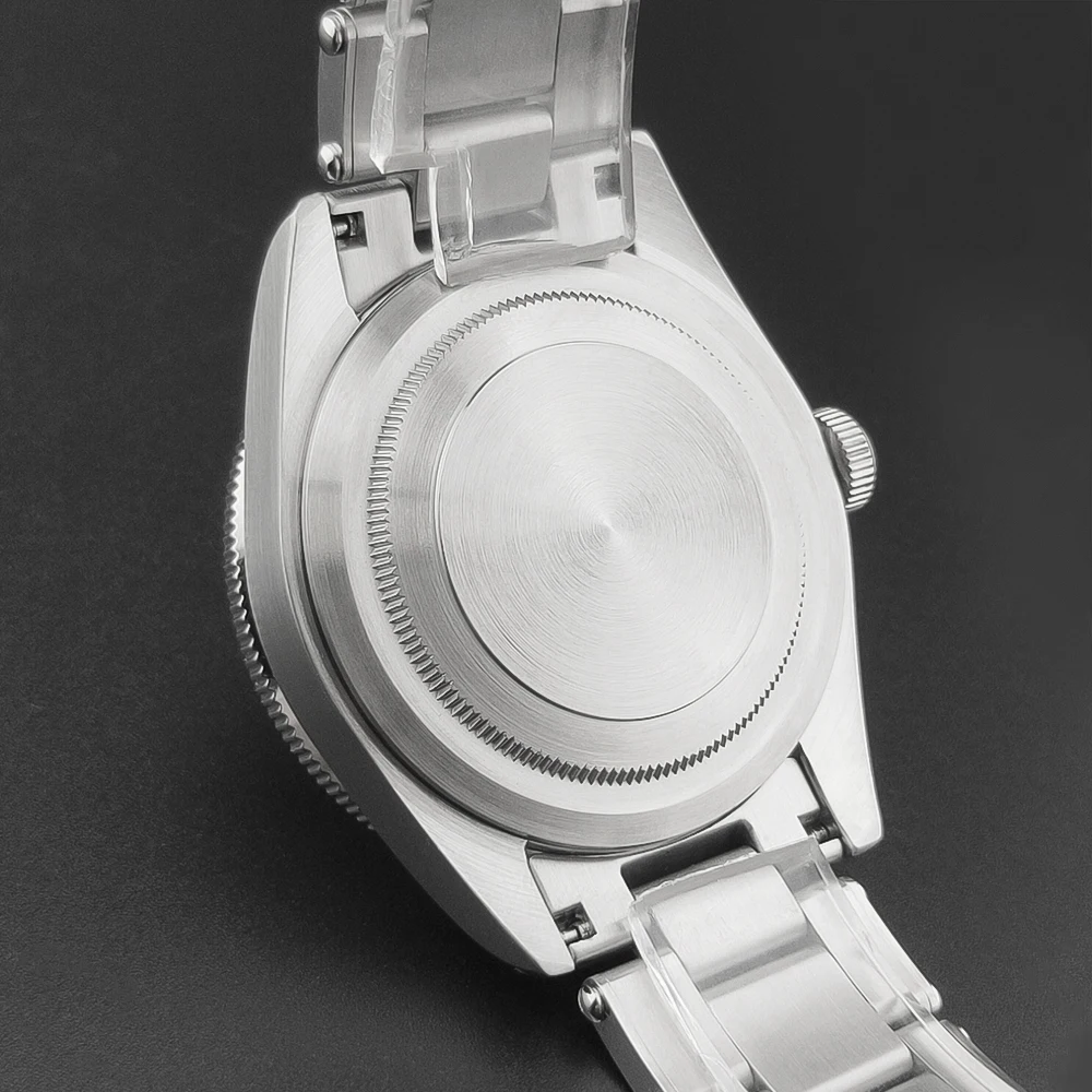 Manbushijie 39mm silver sterile watch case domed sapphire glass fit NH35 NH36 NH34 ETA2824 PT5000 movement - view 2