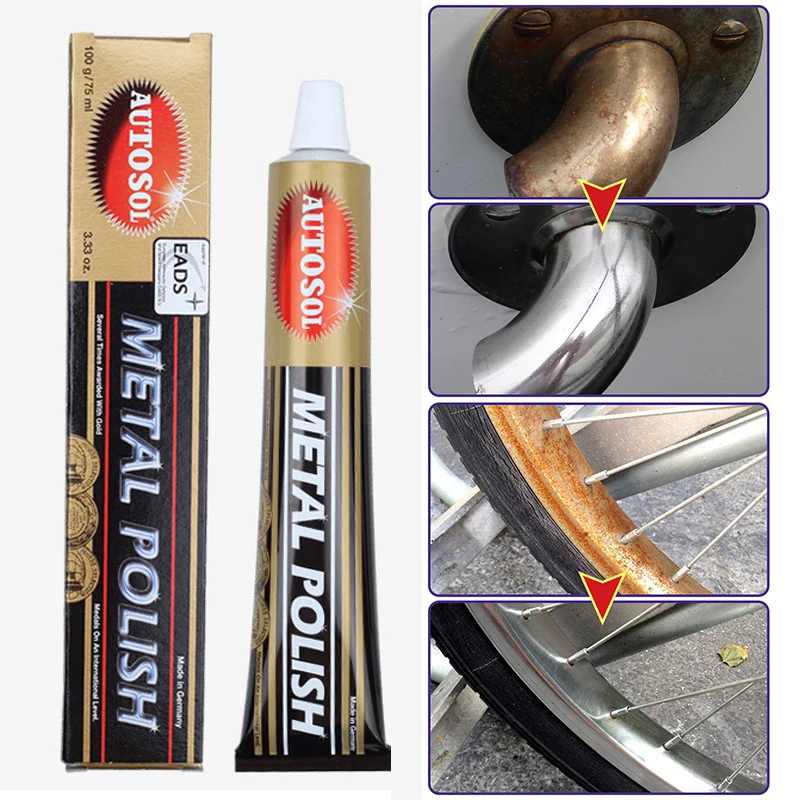 Germany AUTOSOL Metal Polishing Paste 100g/50g Cream for Chrome Stainless Steel Aluminum Brass Rust Remover Mirror Shine Repair