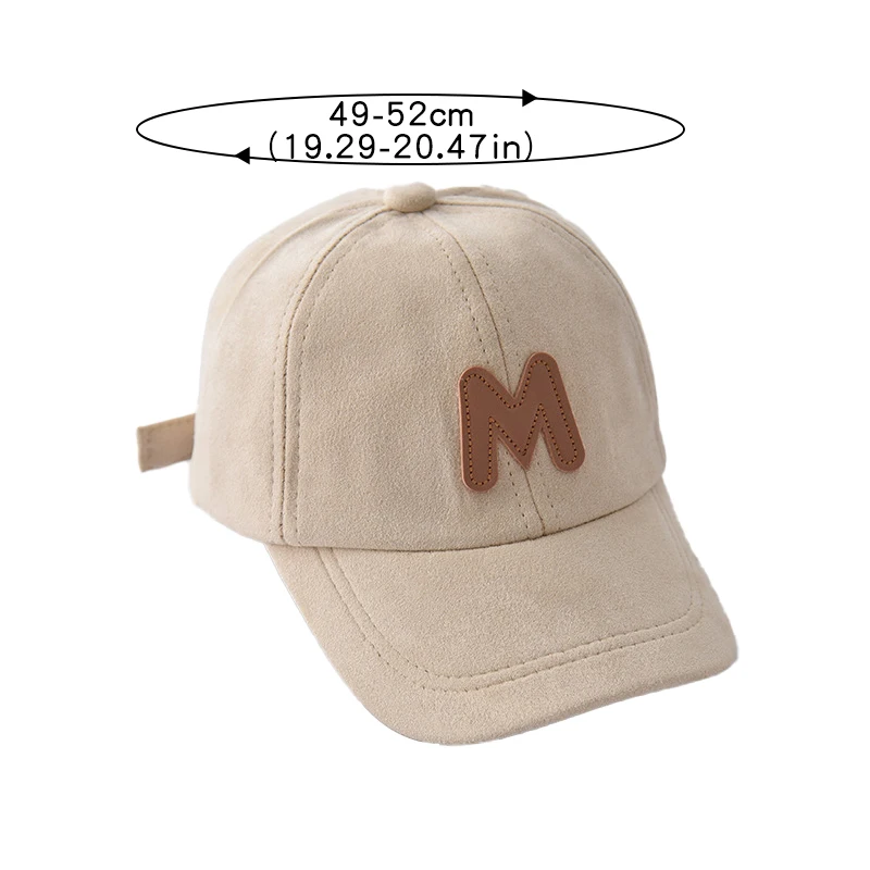 Spring Summer Children Baseball Cap Suede M Letter Baby Hat Outdoor Casual Boys Girls Kids Adjustable Sun Visor Caps