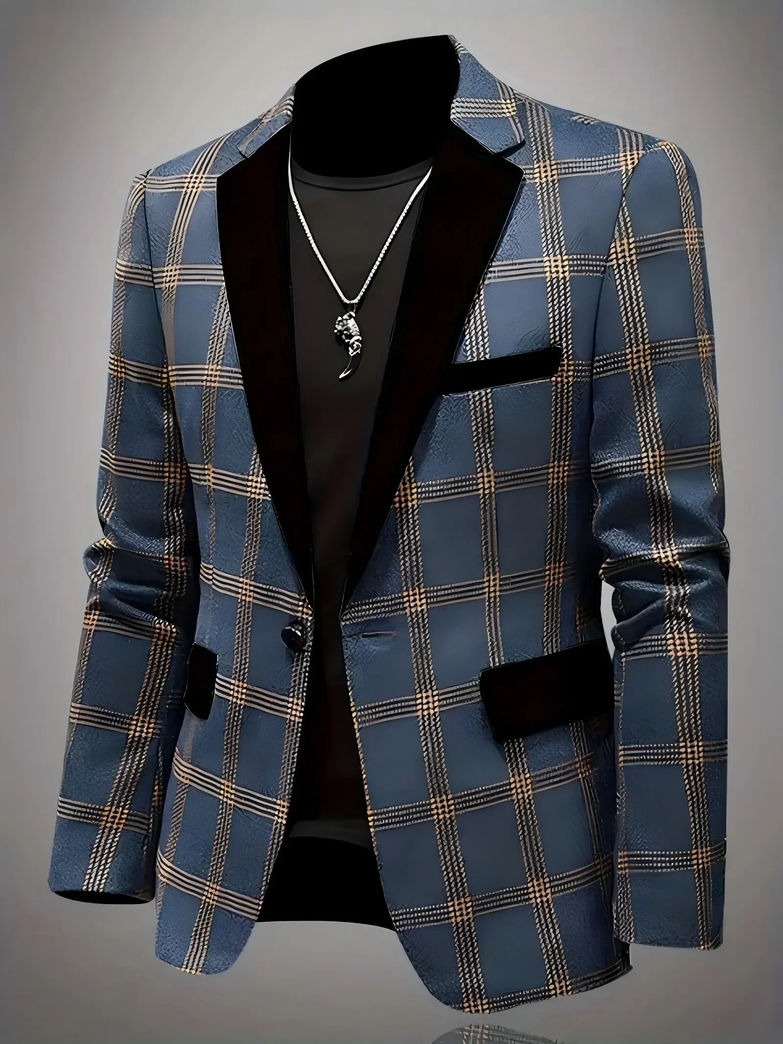 Blazer Men's Fashion Business Korean Version Gentleman Versatile Wedding Checkered Professional Casual Performance Host Blazer