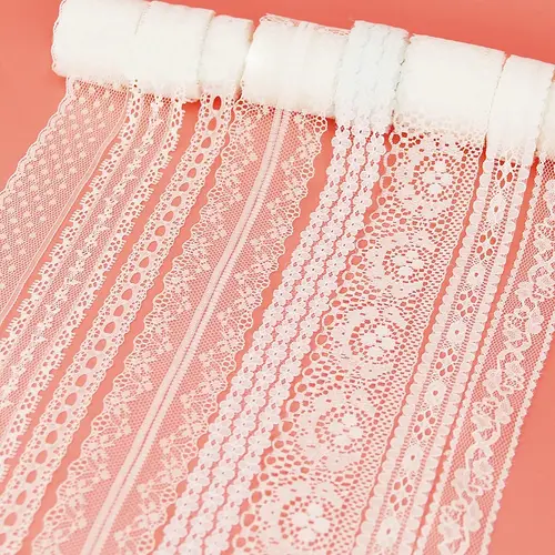 (5 Yards/Roll) White Lace Ribbon Fabric Webbing Decoration Lovely Gift Packing Polyester Material