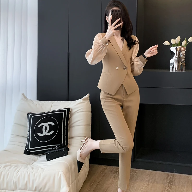 

Spring Summer Formal Women Business Suits Pantsuits with Pants and Jackets Coat OL Styles Professional Trousers Set Blazers