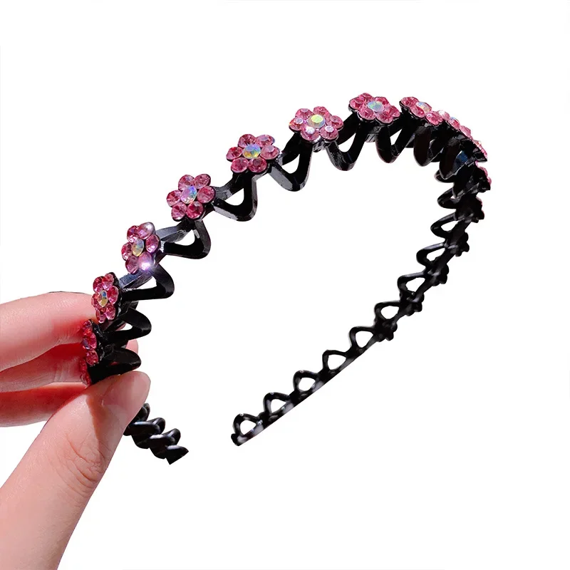 Fashion Pearl Non-Slip Rhinestone Hairbands Elastic Flower Women Hair Hoop Bands Headband Bezel Girls Hair Accessories Headdress