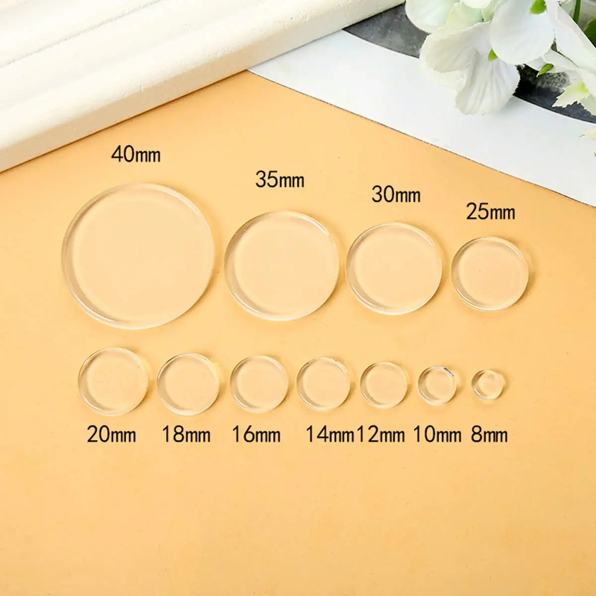 

100PCS Clear Round Glass Charm Cabochons Double-sided Flat Cameo 8-40mm DIY Crafts Jewelry Accessories Decoration Supplies