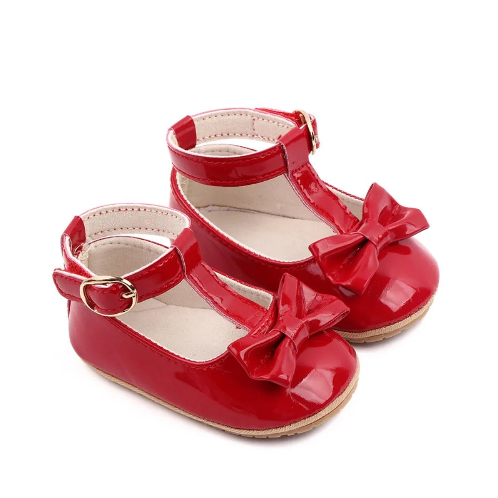 Cute Bowknot Baby Casual Shoes Non-slip PU Leather Infant First Walkers Rubber Soft-Sole 0-12 Months Princess Shoes Toddler