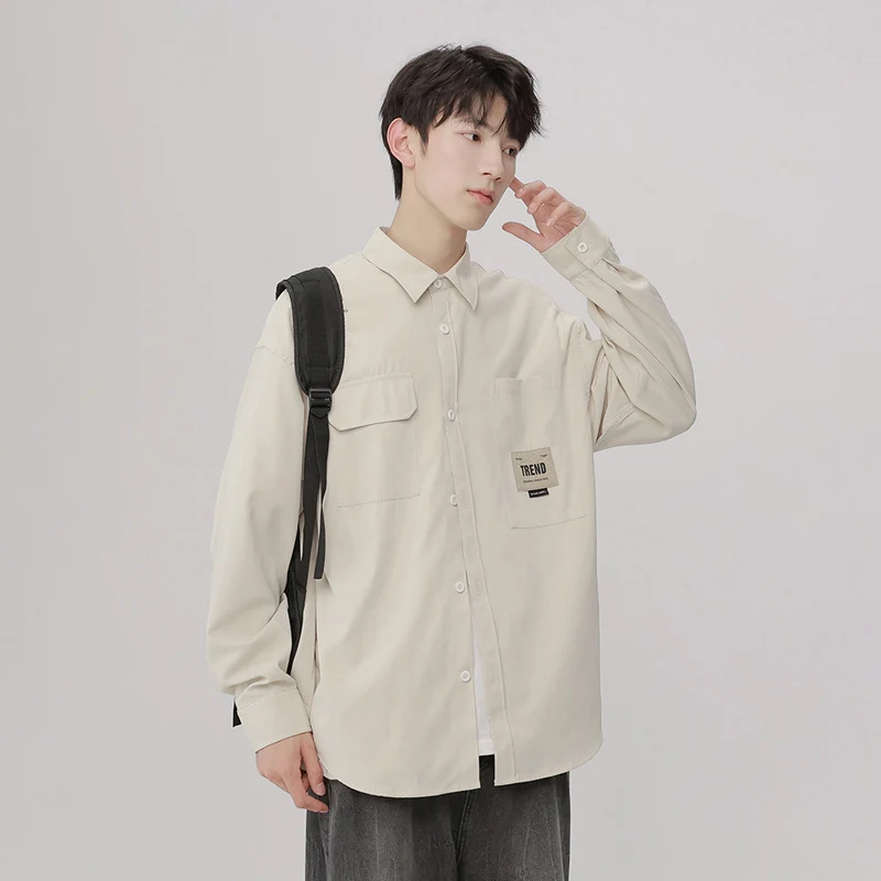 TFETTERS Brand Autumn Solid Color Shirts Men Classics Minimalist Baggy Plain Shirt for Male New in Korean Reviews Many Clothes