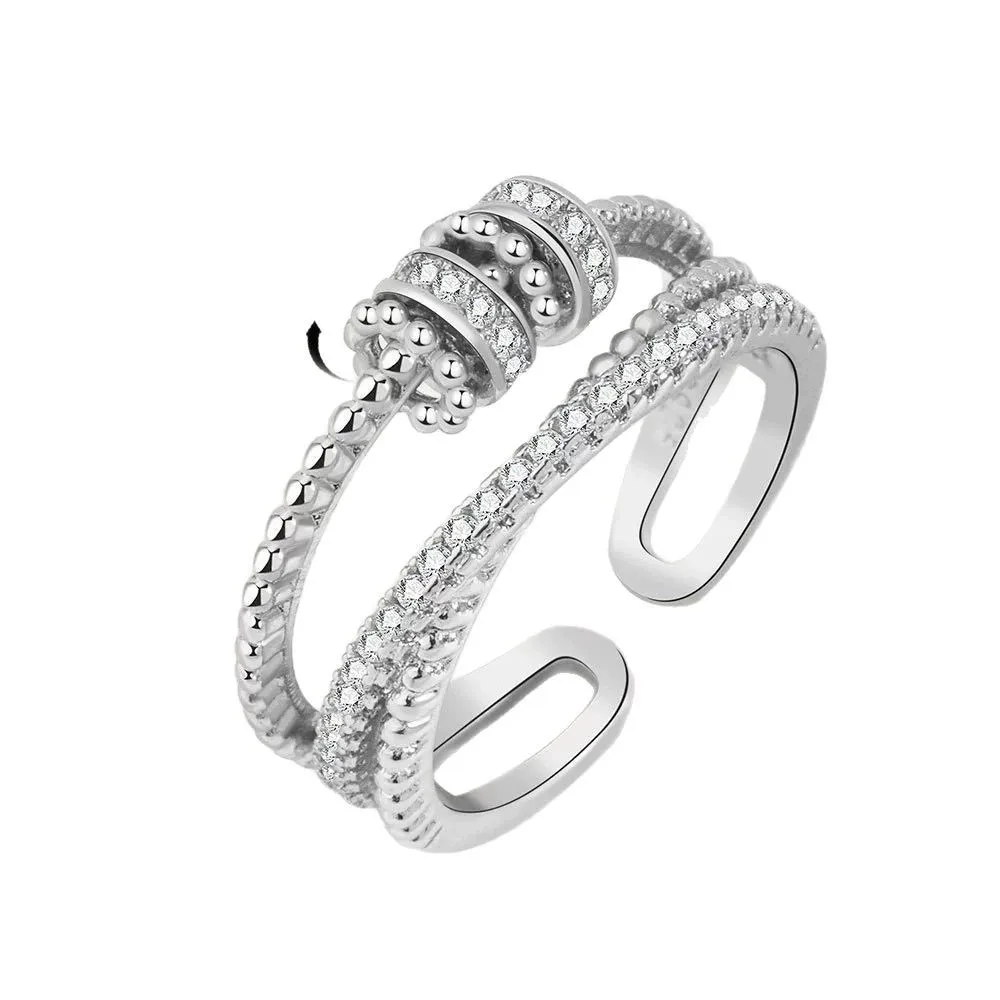 Новые вращающиеся кольцевые бусины для снятия стресса с медным слегка набором цирконов