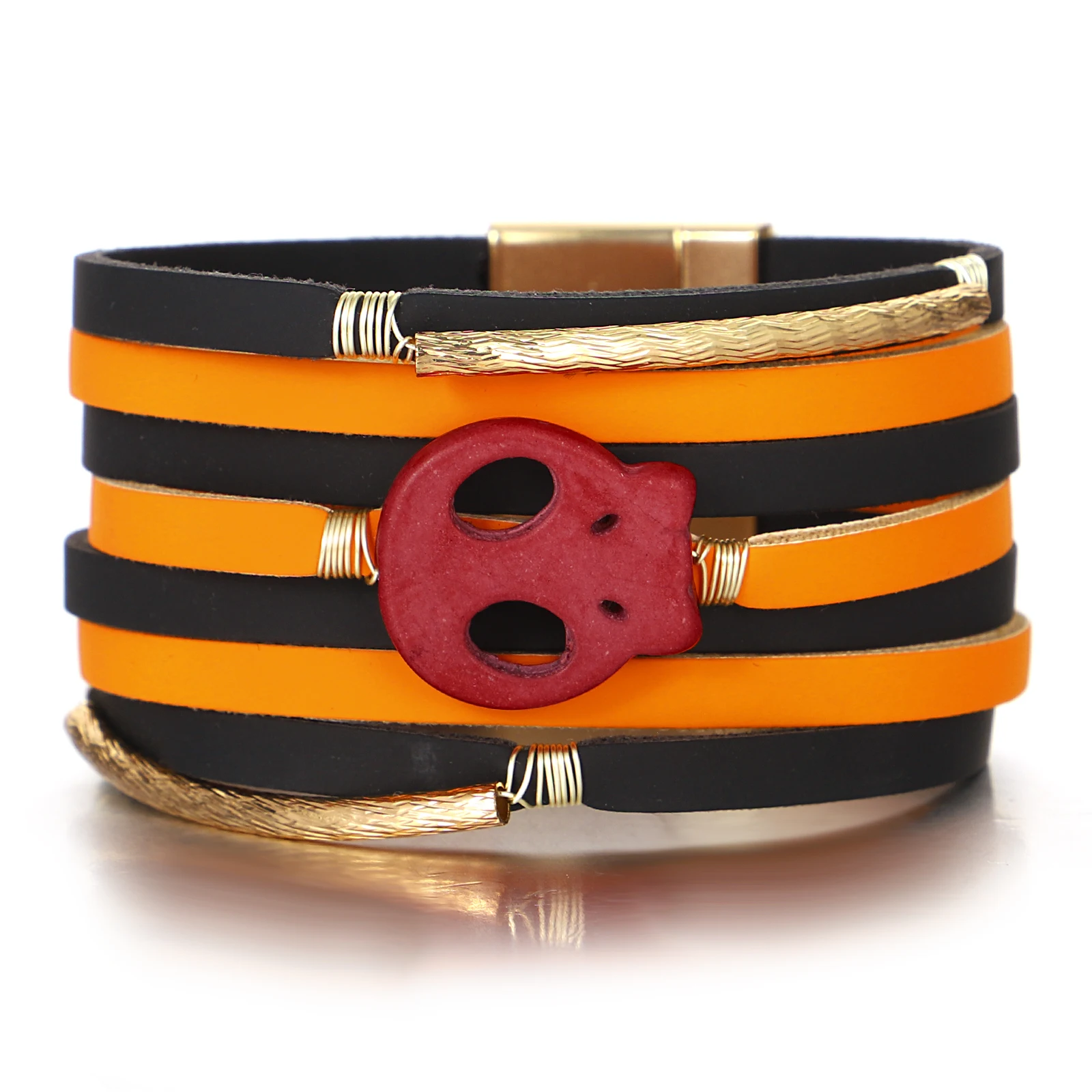 สร้อยข้อมือหนังหลายชั้นประดับหินเทียมสไตล์วินเทจ Amorcome สำหรับผู้หญิง สร้อยข้อมือเชือกถัก ของขวัญเครื่องประดับสำหรับวันหยุด