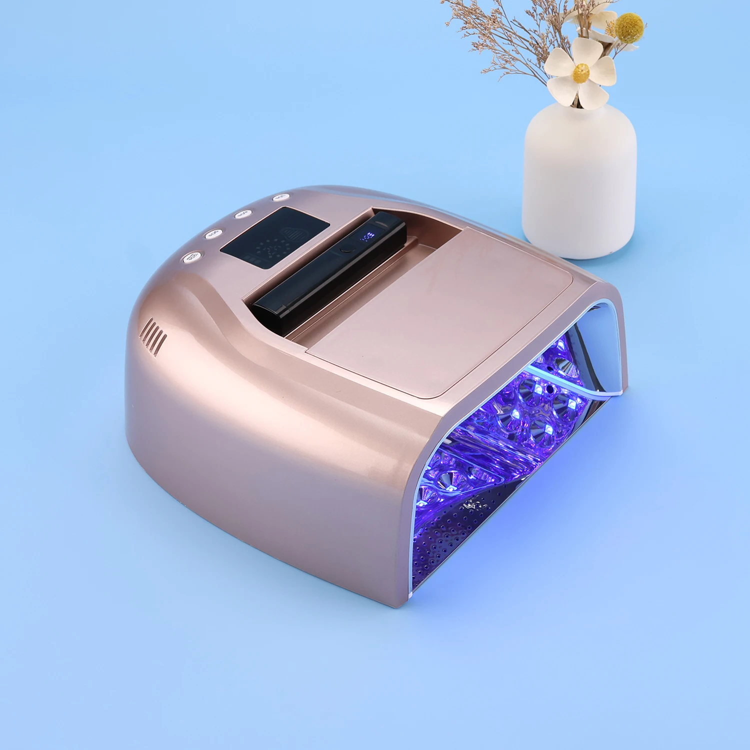 Nieuwe collectie professionele 128W sterke kracht wit licht UV LED nagellamp droger met draagbare mini-handvatlamp