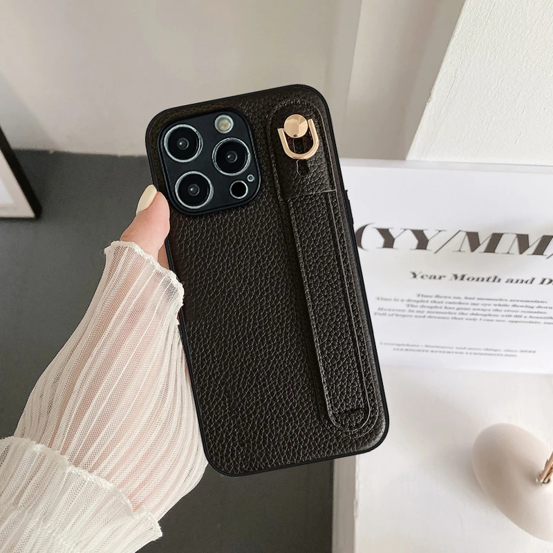 Xiaomi POCO X7pro X6 X5 X4GT X3FNC 가죽 충격 방지 지원 낙하 방지 커버 케이스 용 손목 스트랩 홀더 전화 케이스