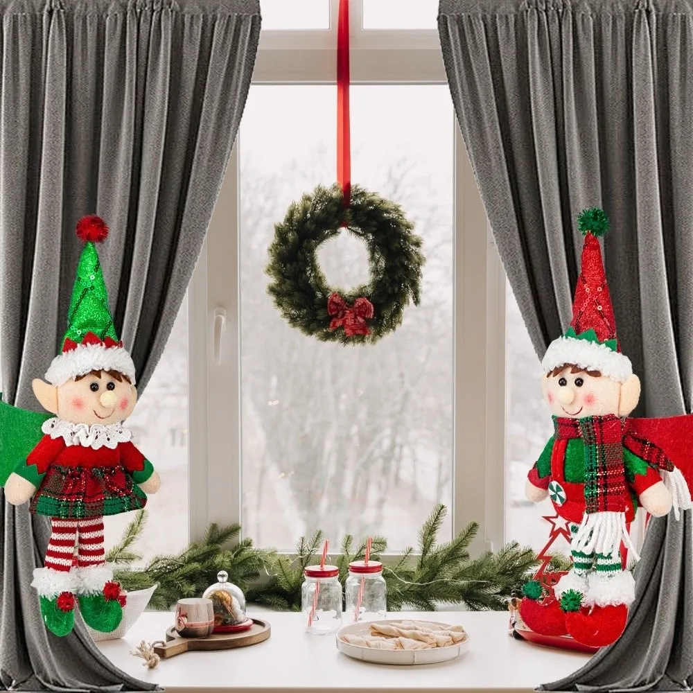 New Festive Accents Xmas Elf Christmas Tieback with Magic Sticker Fastener Curtain Holder Curtain Holdbacks Xmas Window Decor