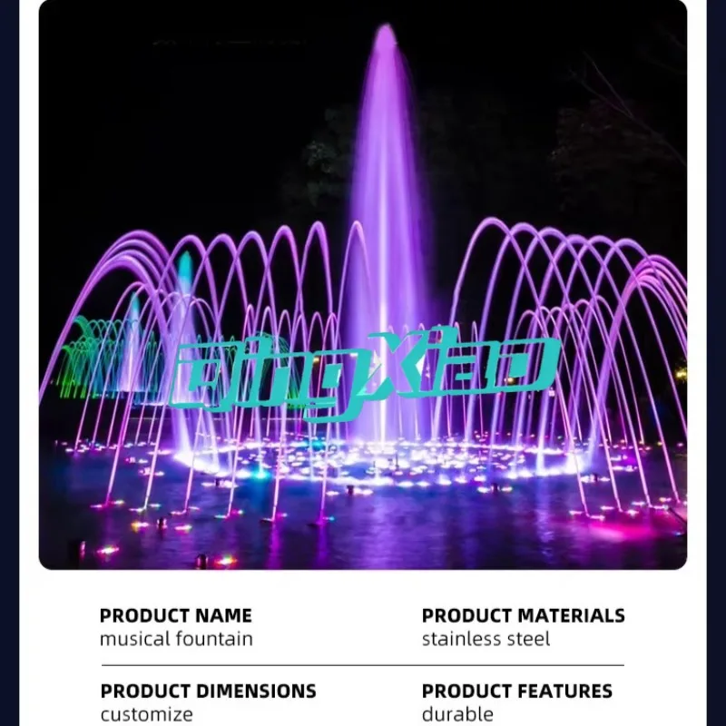 Customizable Stainless Steel Dancing Fountain Equipment For Outdoor Garden Hotel Villa Program-controlled Water Screen Movie