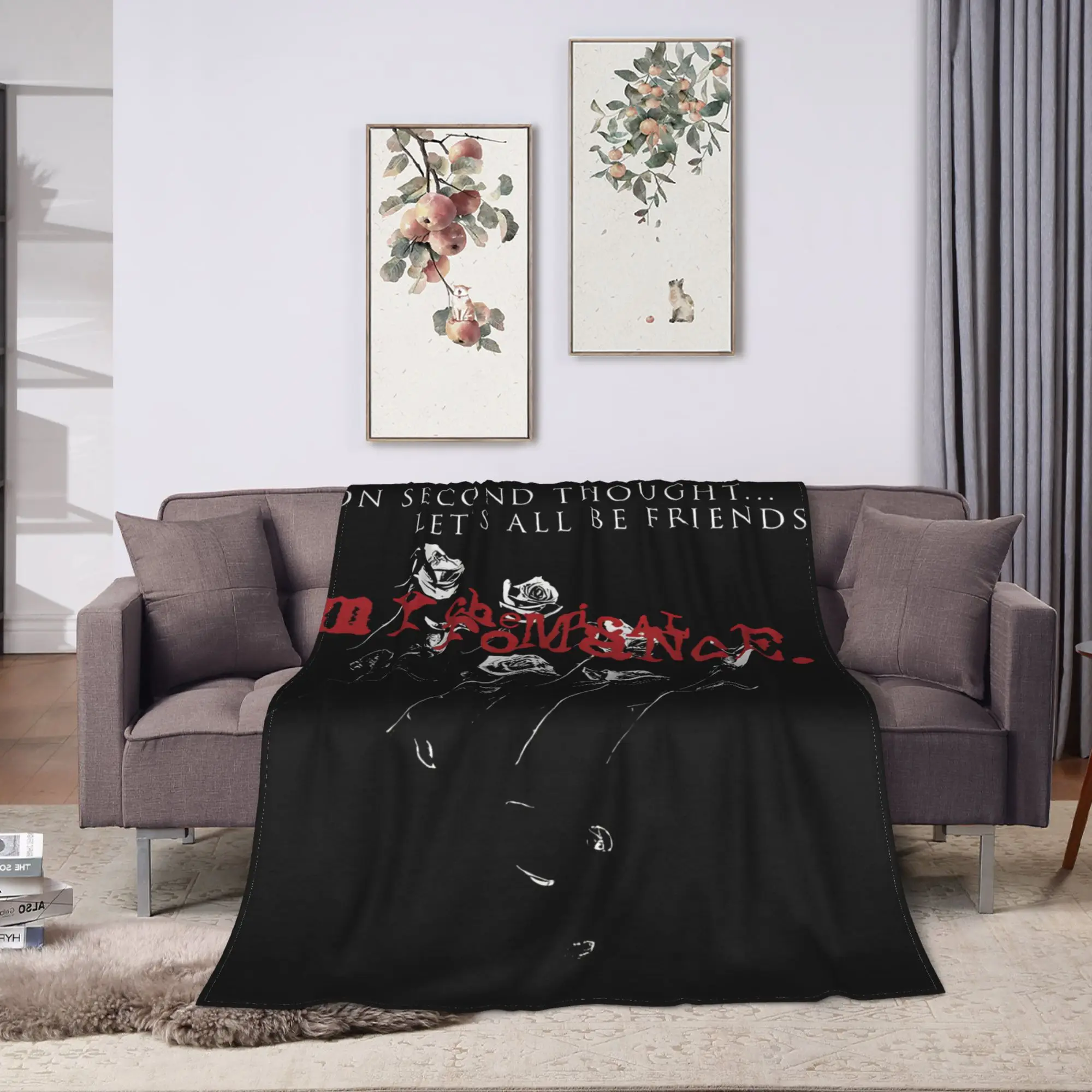 Warm Soft Blanket My Chemical Romance Let's All Be Friends Throw Blanket  Flannel Bedspread For Couch Chair Bed Sofa Bed Cover