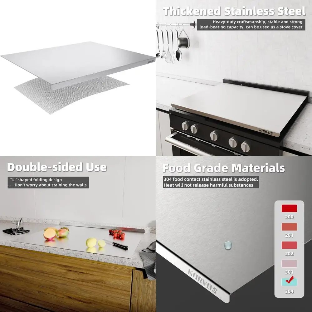 

KORVOS Stainless Steel Cutting Boards, Food Grade 304 stainless steel cutting board with lip, Metal Chopping Boards for Kitchen,